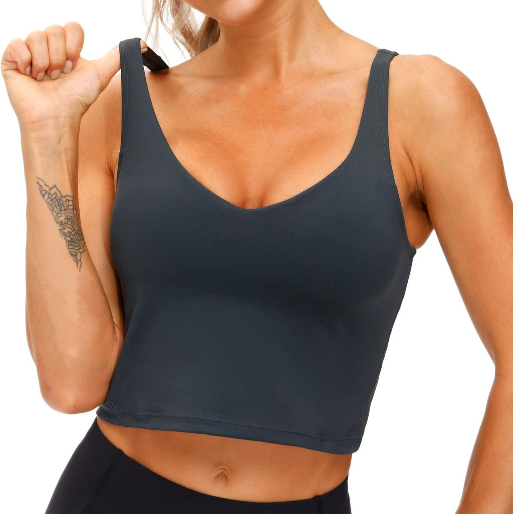THE GYM PEOPLE Women’s Longline Sports Bra Wirefree Padded Medium Support Yoga Bras Gym Running Workout Tank Tops