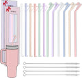 Doboli 12 Pack Replacement 12&13 inch Long Silicone Straw With Straw Cover,Compatible with Stanley 40 oz 30 oz Cup Tumbler, Reusable Straws with Cleaning Brush,for Stanley Tumbler Accessorie