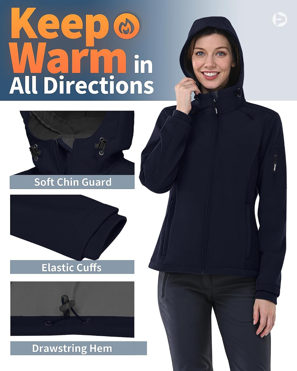 Outdoor Ventures Women's Softshell Jacket Fleece Lined Waterproof Rain Coat