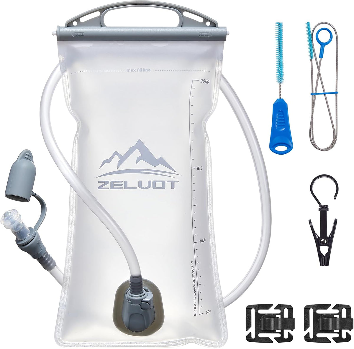 Zelvot 2L-3L Hydration Bladder Kit, 6 in1 Water Bladder with Cleaning Kit