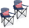 Folding Camping Chairs 2 Pack:Oversized Padded Lawn Chair for Adult,Collapsible for Outdoor,Camp,Fishing & Garden,350-lbs Capacity,American Flag