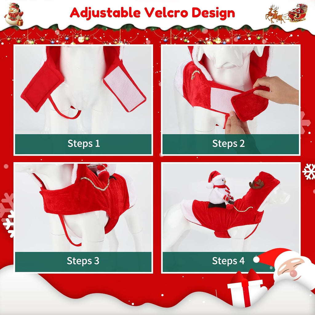 BWOGUE Santa Dog Costume, Dog Christmas Outfit, Santa Rider Costume, Size L