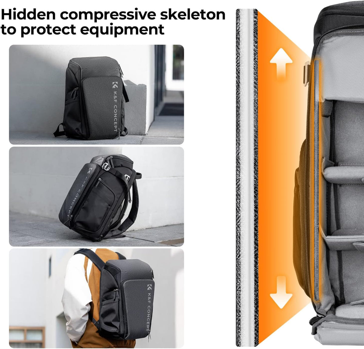 K&F CONCEPT Camera Backpack, 22L Expandable Camera Bag with Rain Cover