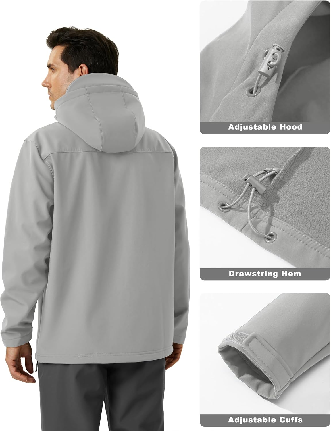 MAGCOMSEN Men's Jacket Waterproof Fleece Lightweight Softshell Rain Coat