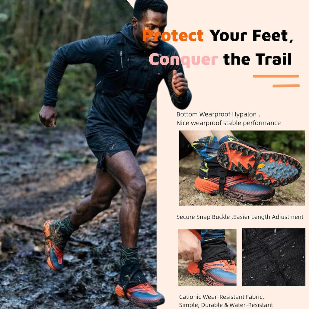 Sandproof Shoe Covers,Waterproof, Breathable, Gaiters Protect Against Mud, Sand, Rain, Snow, Light and Adjustable,Short for Men and Women, for Camping, Fishing, Hiking, Mountain Climbing