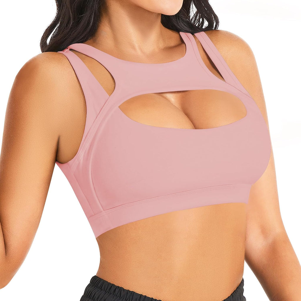 Betaven Push up Sports Bra for Women Sexy Hollow Crop Tops with Removable Cups Workout Fitness Yoga Bra Medium Support