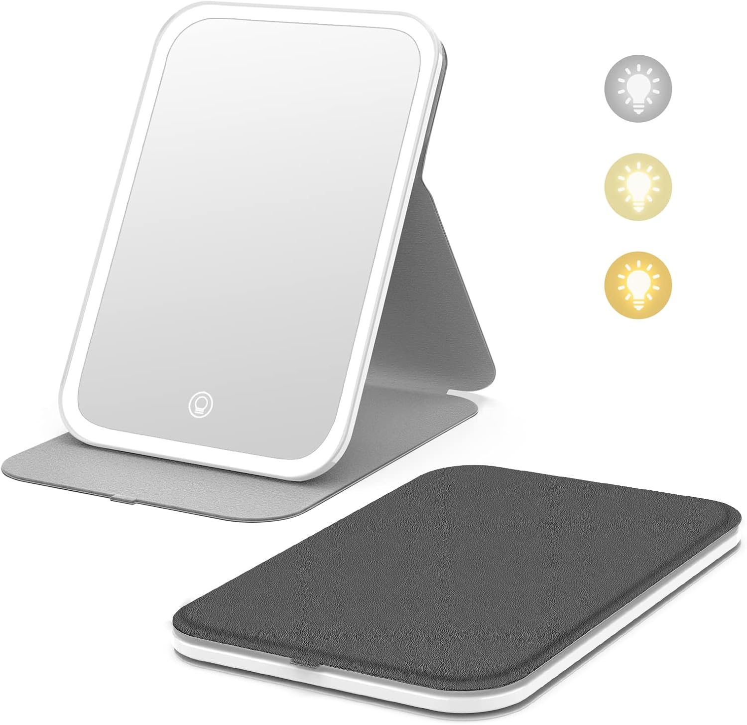Kintion Travel Makeup Mirror, Portable LED Lighted Folding Mirror (Black)