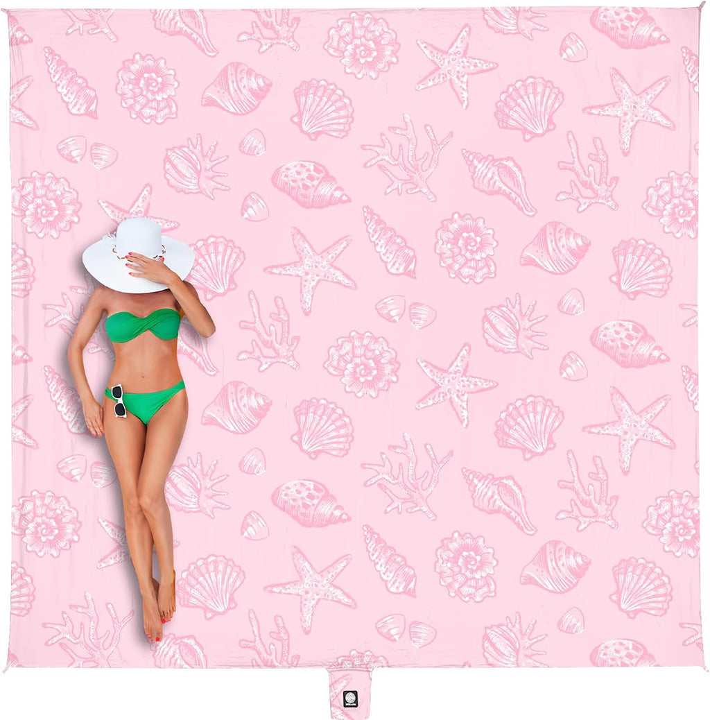 WEKAPO Beach Blanket Waterproof Sandproof Oversized, Extra Large Beach Mat Sand Free, Lightweight & Compact Sand Free Mat with 5 Stakes & 4 Corner Pockets
