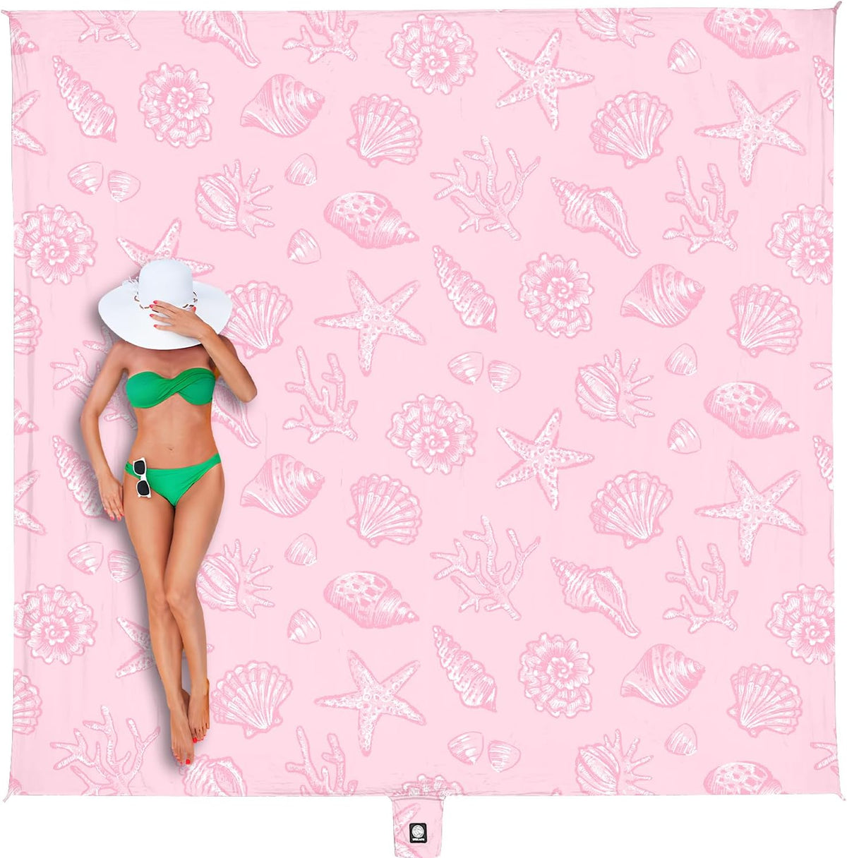 WEKAPO Beach Blanket Waterproof Sandproof Oversized, Extra Large Beach Mat Sand Free, Lightweight & Compact Sand Free Mat with 5 Stakes & 4 Corner Pockets