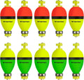THKFISH Fishing Bobbers Floats,10 Packs Weighted Bobbers, Foam Oval Slip Bobbers for Fishing, Three Colours Crappie Bobbers, for Fishing Bluegill Crappie Panfish Bass Trout, 1in 1.5in 2in