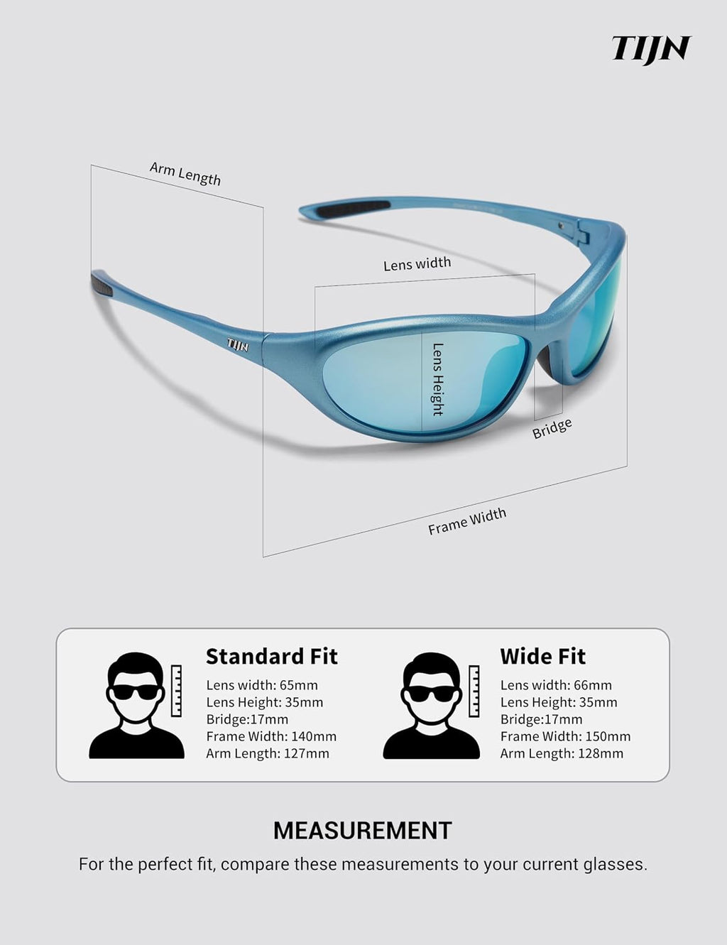 TIJN Sports Sunglasses UV400 Wraparound for Men Women Cycling, Vanta