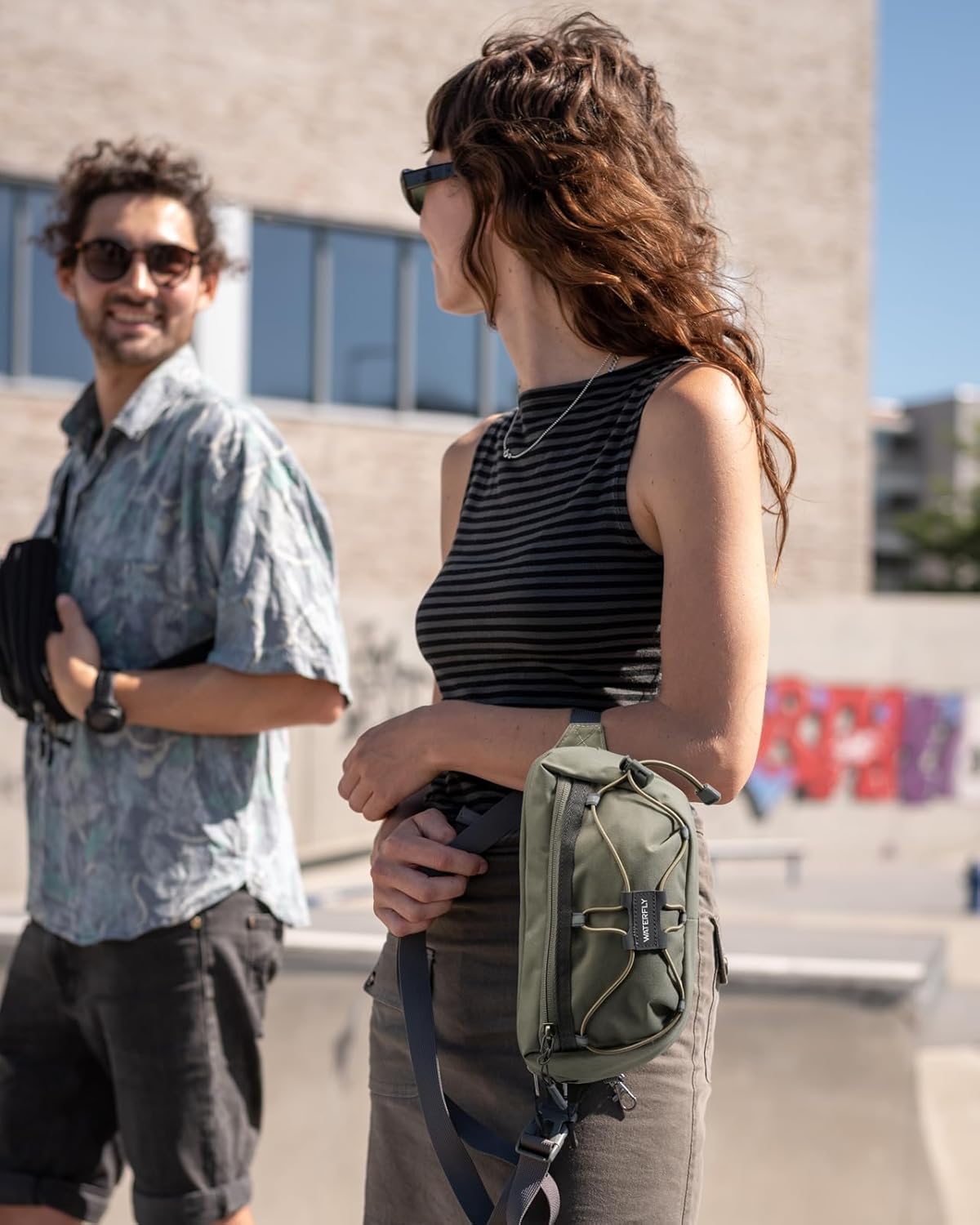 WATERFLY Small Fanny Pack RFID Blocking Travel Hiking Crossbody Waist Bag