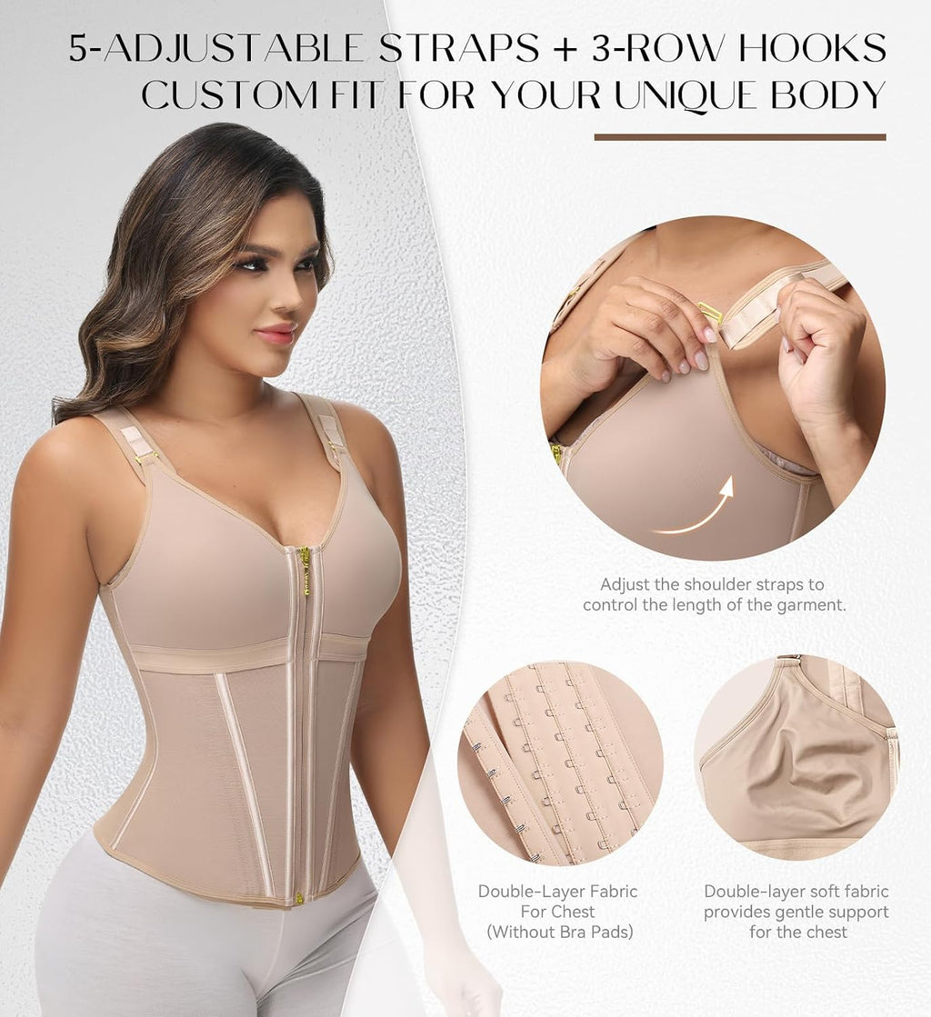 SHAPSHE Waist Trainer Corset for Women Tummy Control Body Shaper with Bra