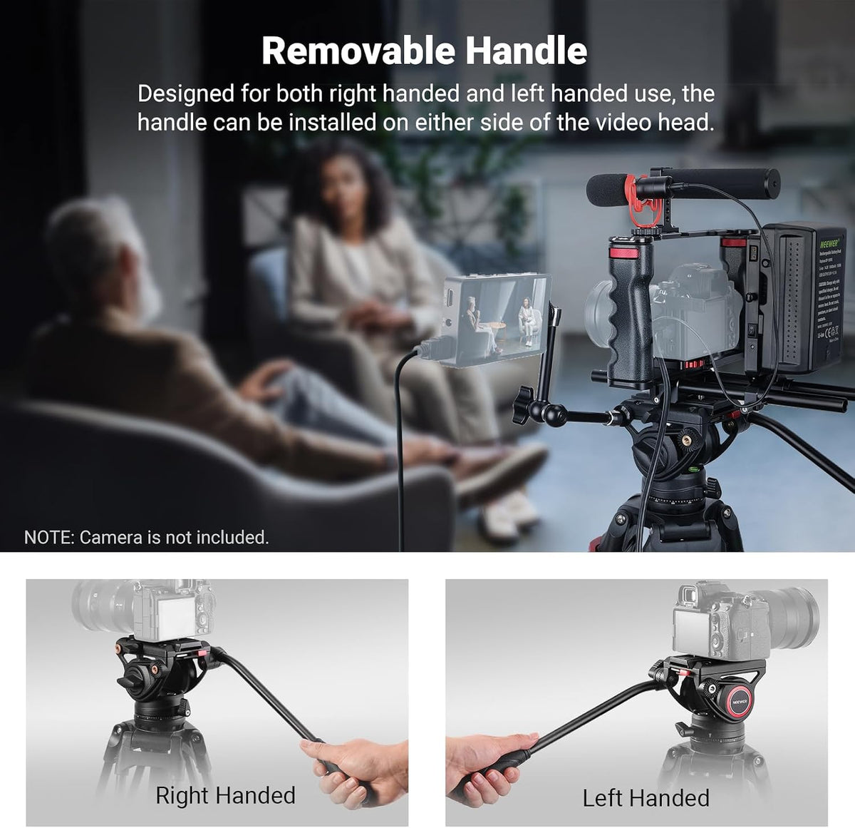 NEEWER 74" Video Tripod with Fluid Head, QR Plate , Aluminum Heavy Duty Camera Tripod Professional for DSLR Cameras Camcorders, Max Load 17.6lb/8kg, TP74