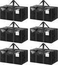 6 Pack Extra Heavy Duty Large Moving Bags with Strong Zipper, Black