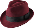Home Prefer Men's Wool Felt Winter Hat Short Brim Fedora Hat