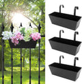 16 Inch Railing Planters Box Metal Hanging Flower Pot 3 Pcs