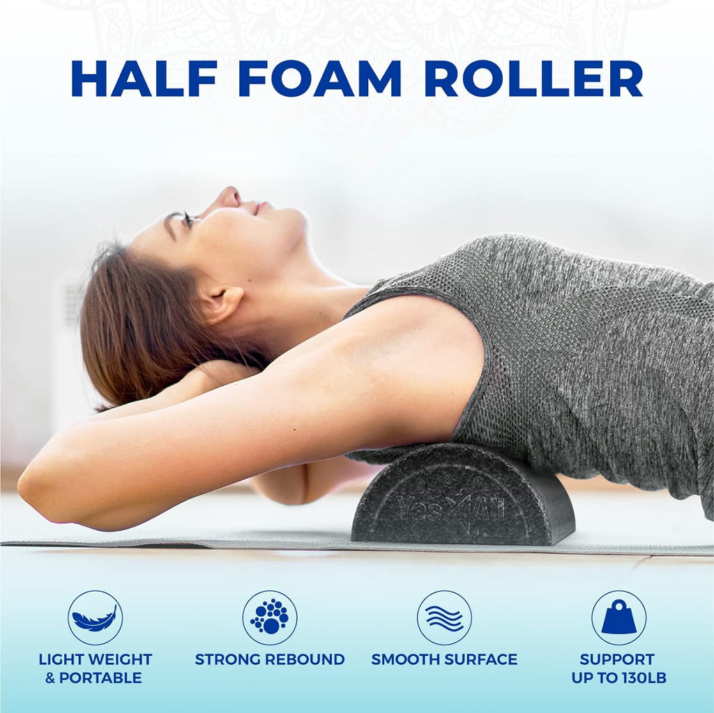 Yes4All High-Density EPP Half Round Back Roller Foam, Exercise Foam Roller for Yoga, Pilates & Stretching - 12, 18, 24, 36 inch