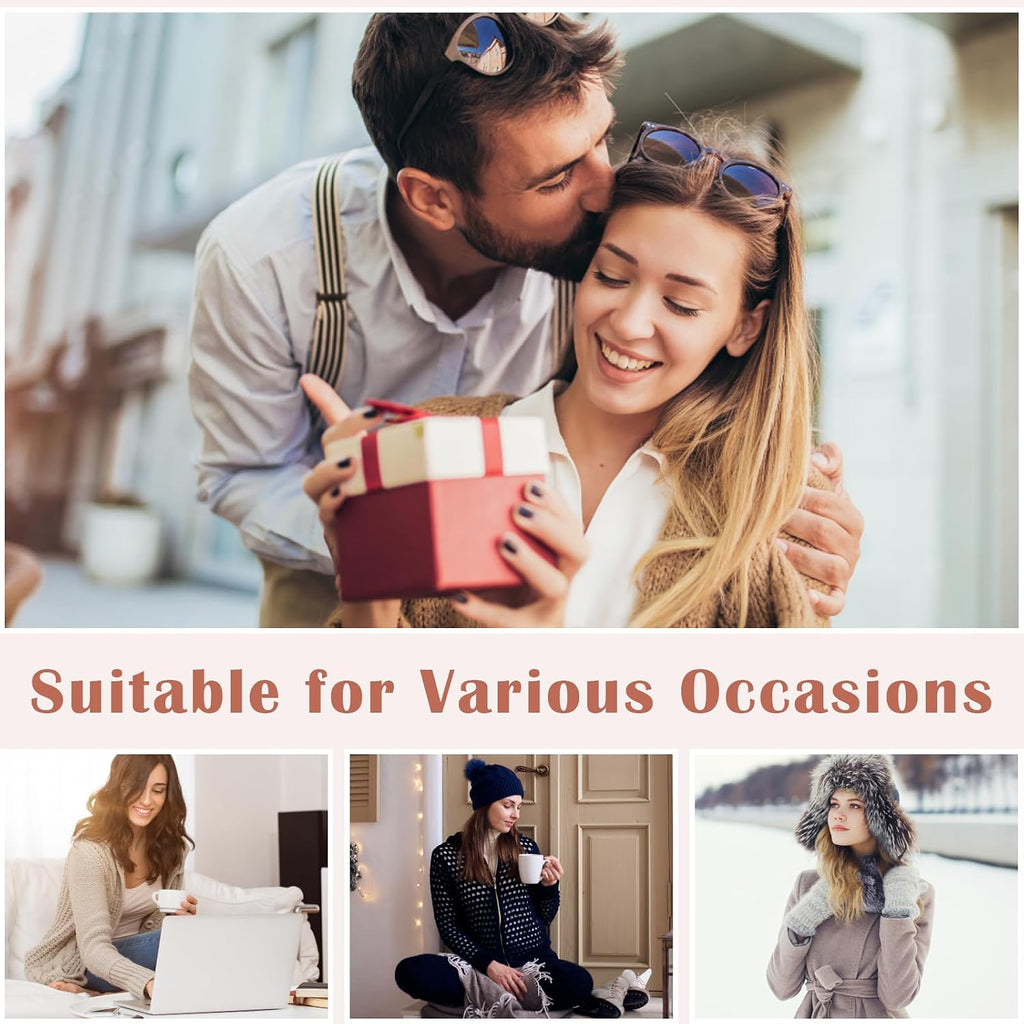 Senker Fashion Wool Socks for Women, 5 Pairs Winter Warm Crew Boot Socks
