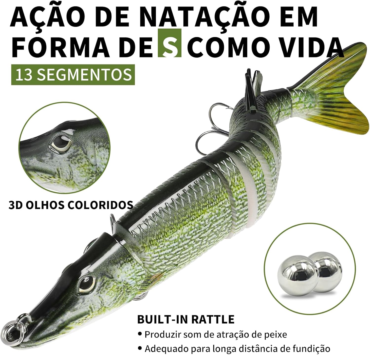 TRUSCEND Swimmax Easy Catch Fishing Lures with BKK Hooks, Wiggling, Vibrating, Rattling and Gurgling for More Bite, Heavy-Duty Dyneema Fiber Jointed Swimbaits for Bass, Trout, Walleye, Crappie, Pike