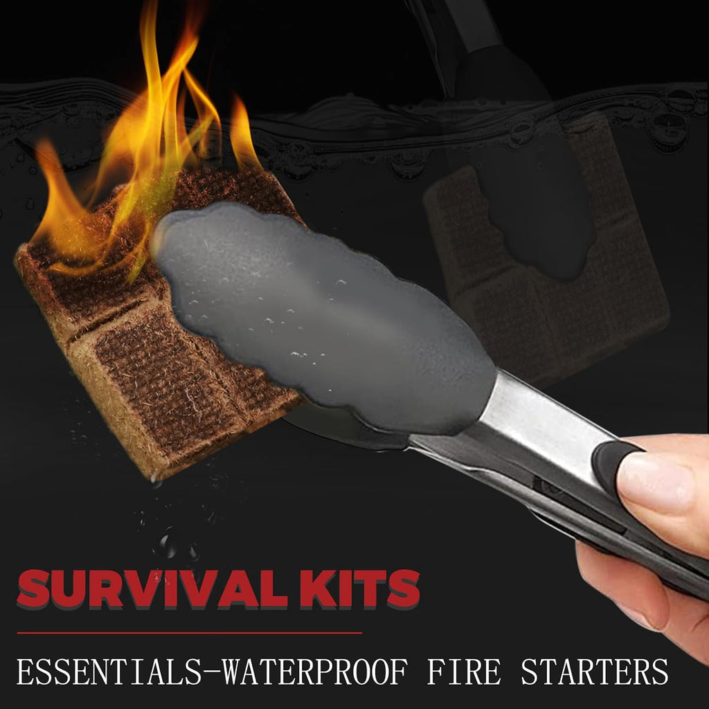 144 Pack Fire Starter Cubes|Fiber Blocks,35 Minutes Long Burning All Weather Firelighters,Waterproof & Windproof for Grill,BBQ,Fire Pit,Camping,Survival,Natural Wood Firelighters(Easy Ignite)
