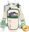 Water Bottle Carrier Bag with Canvas Shoulder Strap for Stanley 40 oz Tumbler with Handle, Water Bottle Holder Pouch with 6.7'' Phone Pocket for Stanley Cup Accessories, Birthday Gifts for Men Women