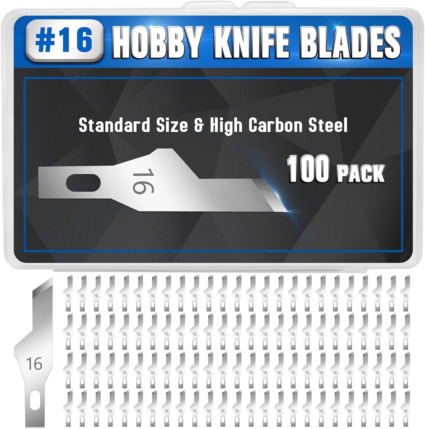 DIYSELF 100 Pack Hobby Knife Blades #18, Carbon Steel Chisel Blades
