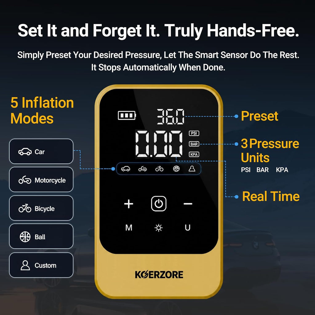 Tire Inflator Portable Air Compressor,150 PSI Cordless Air Pump