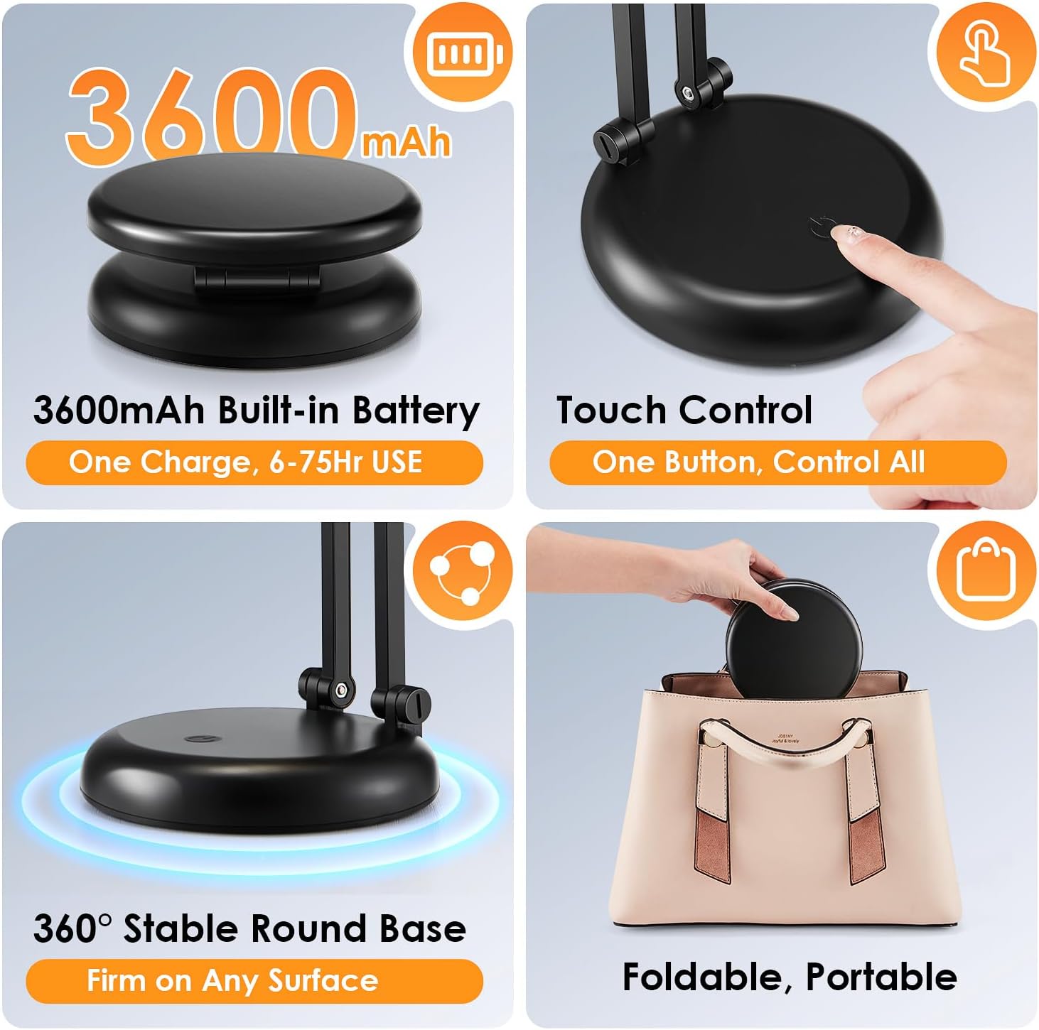 One Fire Cordless Lamp, 3600mAh Battery Operated Lamp, Rechargeable Lamp