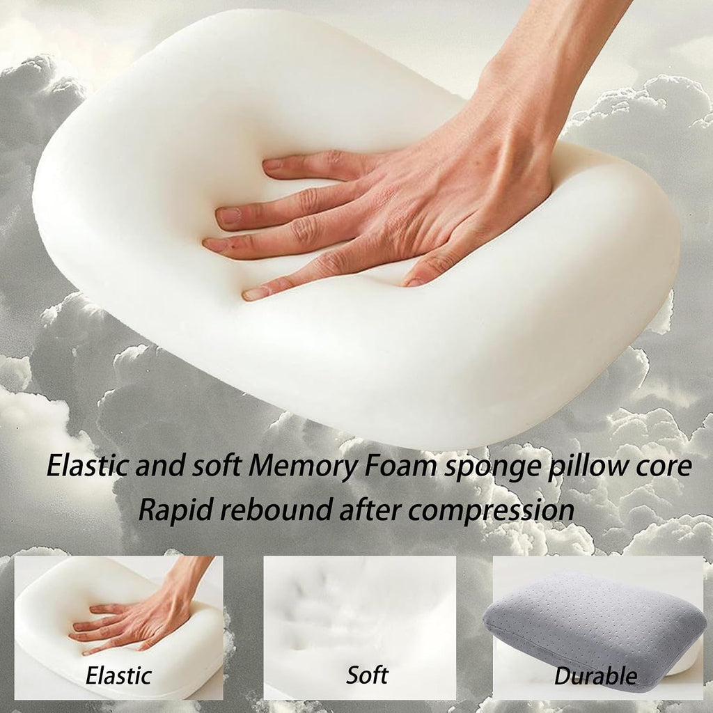 Travel Pillow Small Camping Pillow Memory Foam Bed Neck Soft Home Pillow Lightweight Easy to Carry Removable Pillow Cover for Travel,Sleeping,Nap and Neck,Knee,Leg,Lumbar Support Pillow (Light Gray)
