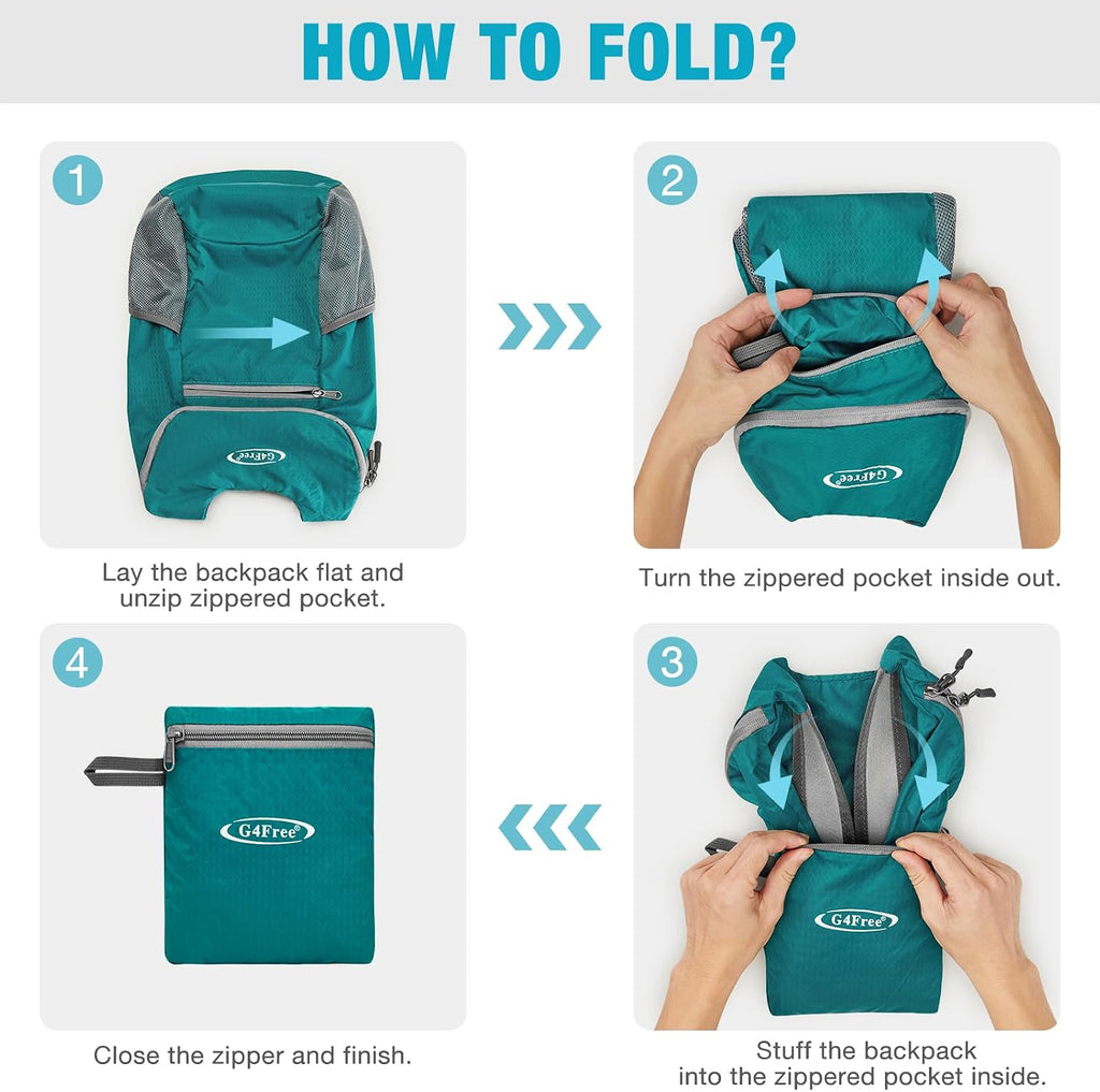 G4Free 10L Lightweight Packable Hiking Backpack, Nylon Daypack Daily Travel