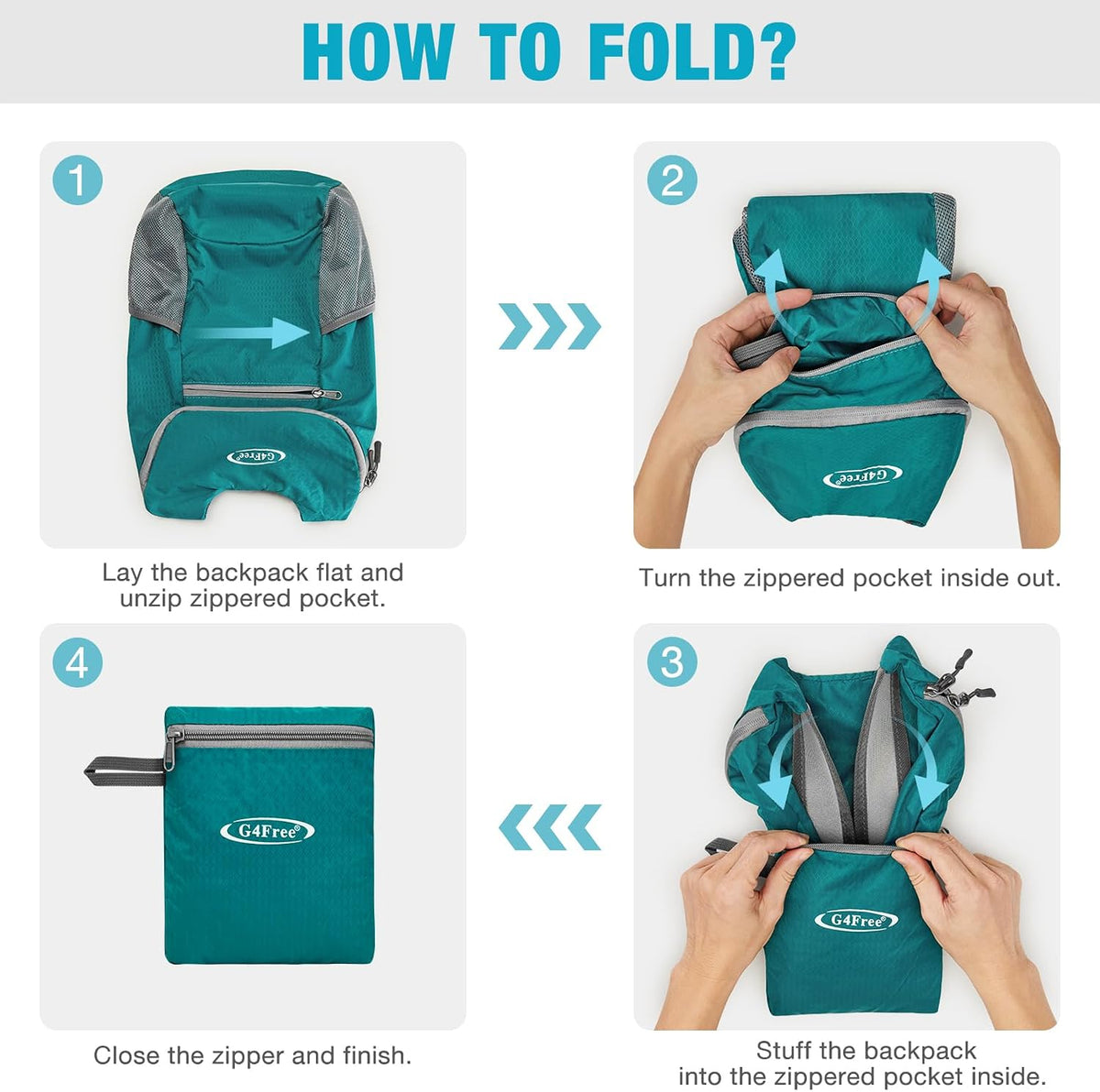 G4Free 10L Lightweight Packable Hiking Backpack, Nylon Daypack Daily Travel