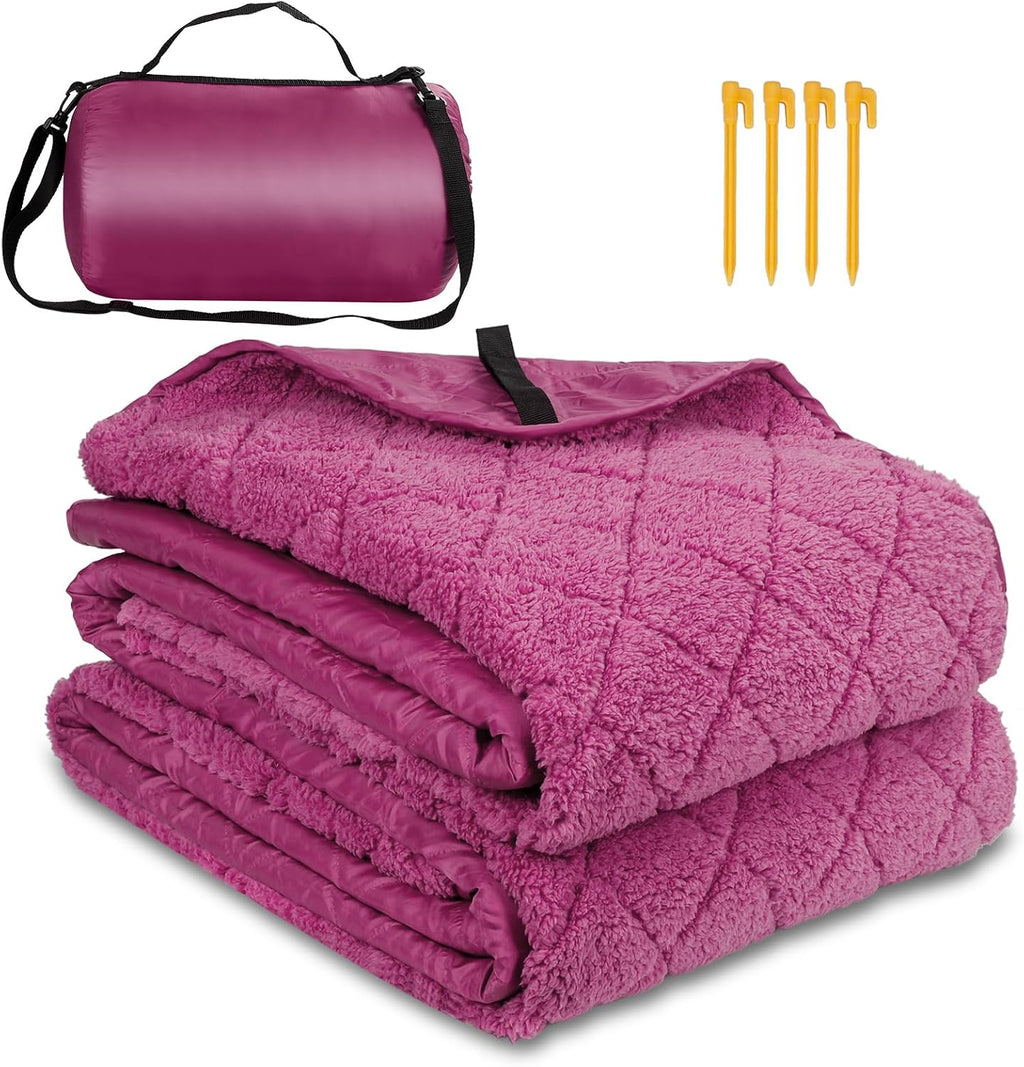 Waterproof Outdoor Blanket 82"x55", Windproof & Warm, 300 GSM Sherpa Lining