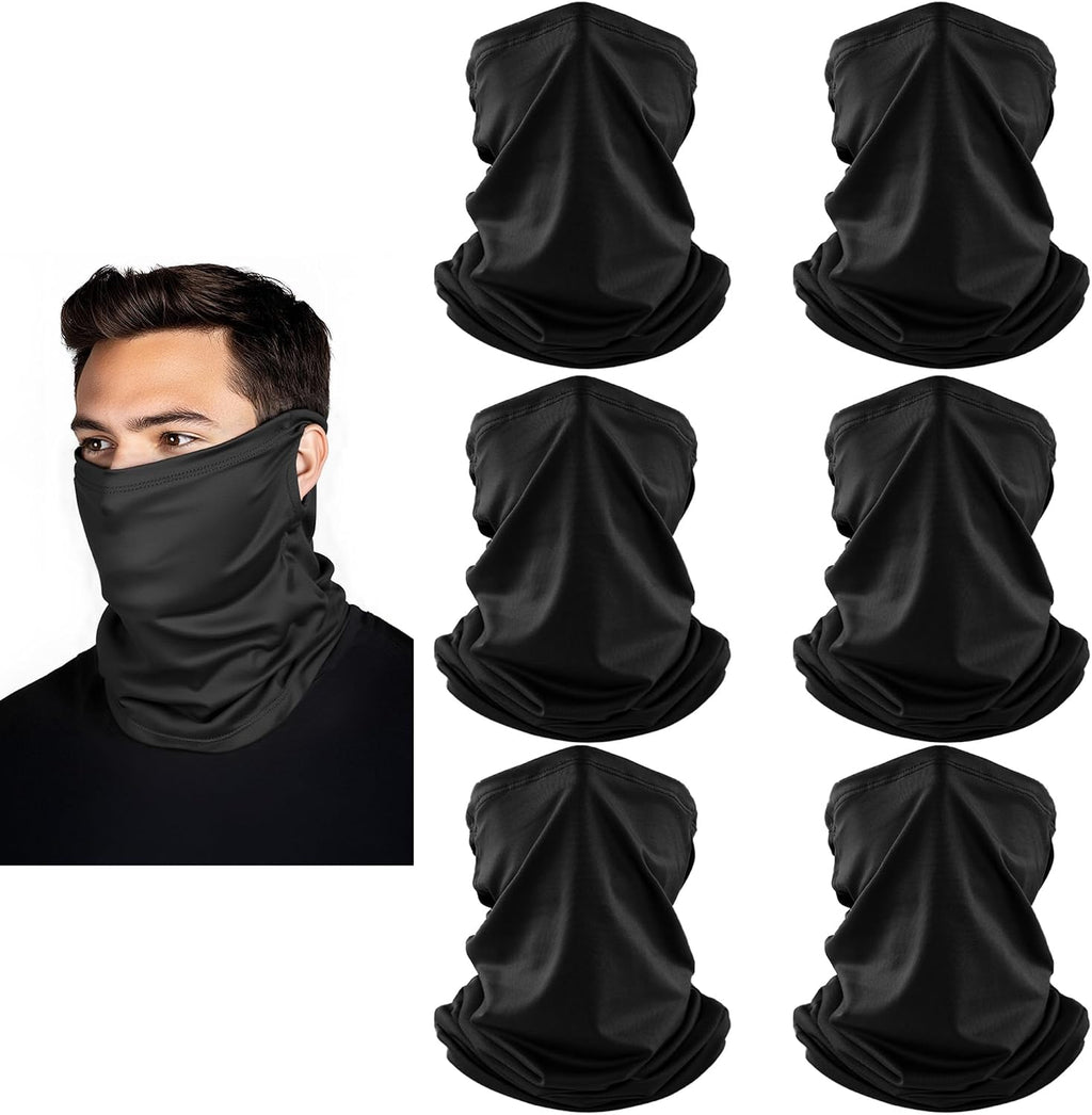 HONGTEYA 6 Pack Summer Neck Gaiter, UV Protection Cooling Face Mask Breathable Bandana Head Scarf Face Cover for Men Women