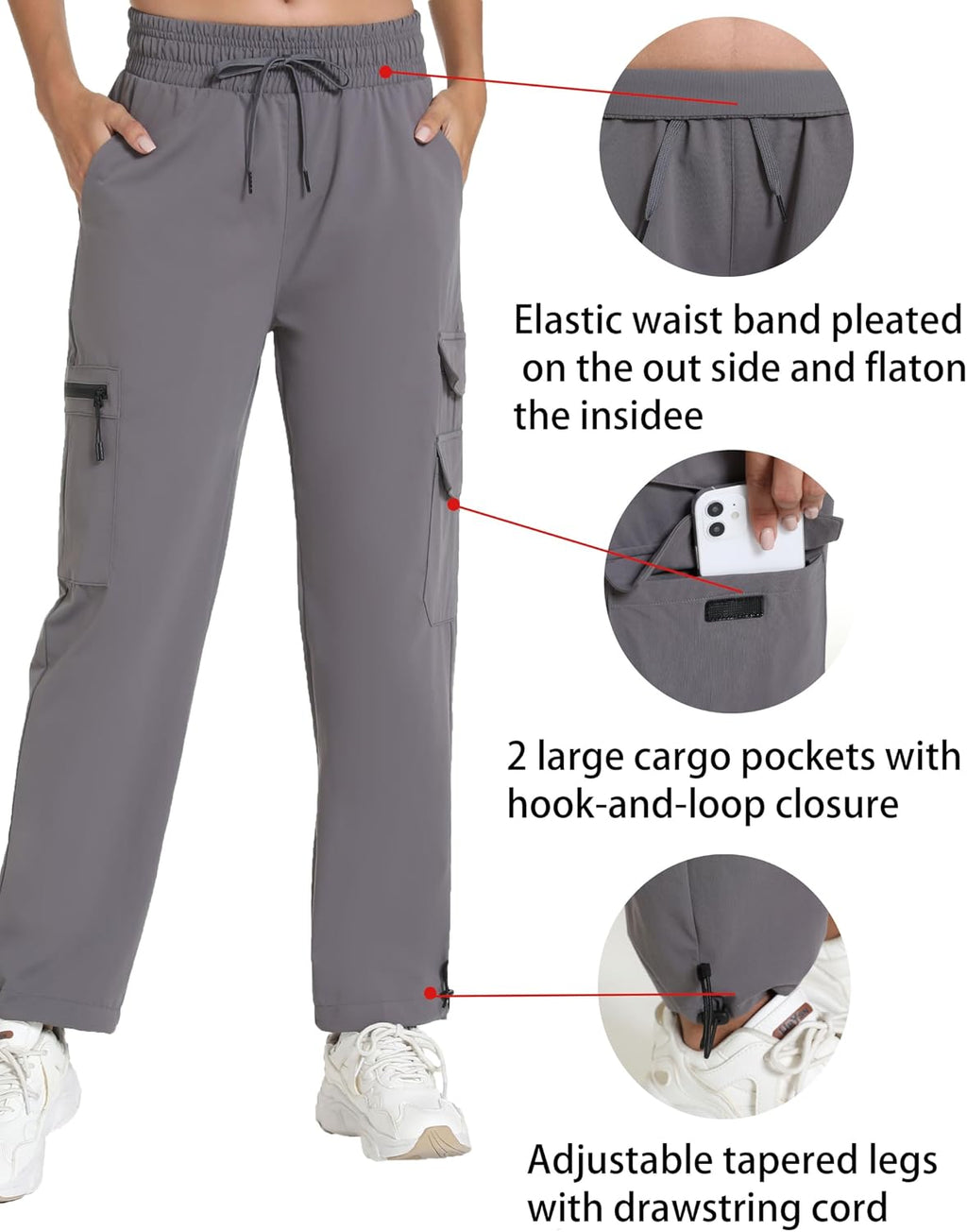 Rrosseyz Women's Hiking Pants with Pockets Lightweight Water Resistant
