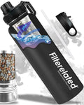 Filterelated 30oz Stainless Steel Alkaline Filter Water Bottle, Black