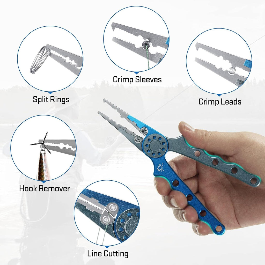 Piscifun Saltwater Fishing Pliers, Aluminum, Split Ring, Braid Cutter
