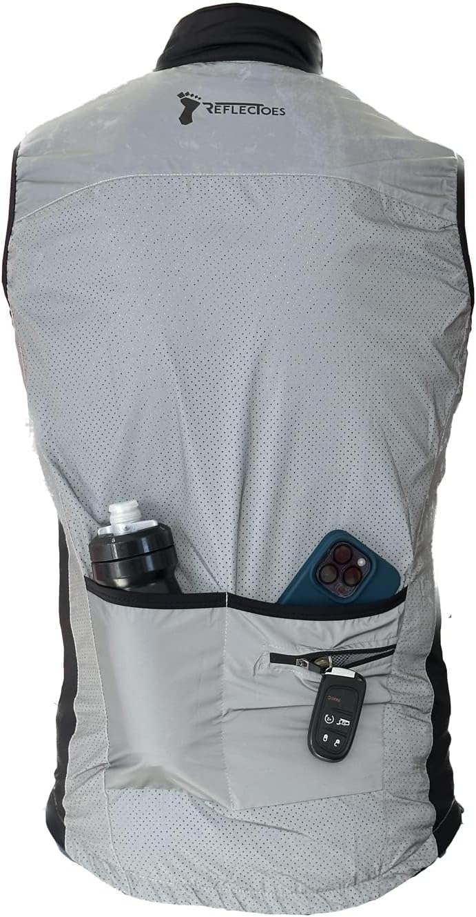 ReflecToes Reflective Bike Vest for Night Visibility – Hi Vis Running & Cycling Gilet – Lightweight, Breathable Outer Layer