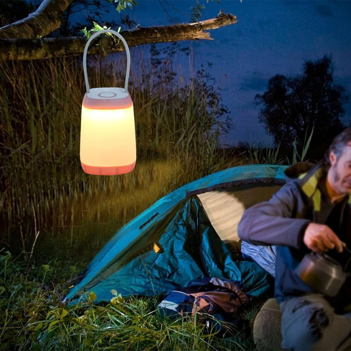 3 Pack LED Camping Light, 3 Light Modes Battery Powered Night Light for Indoor and Outdoor Emergency Light, Tent Lantern, Camping (Pink, Black, Green), three-colour