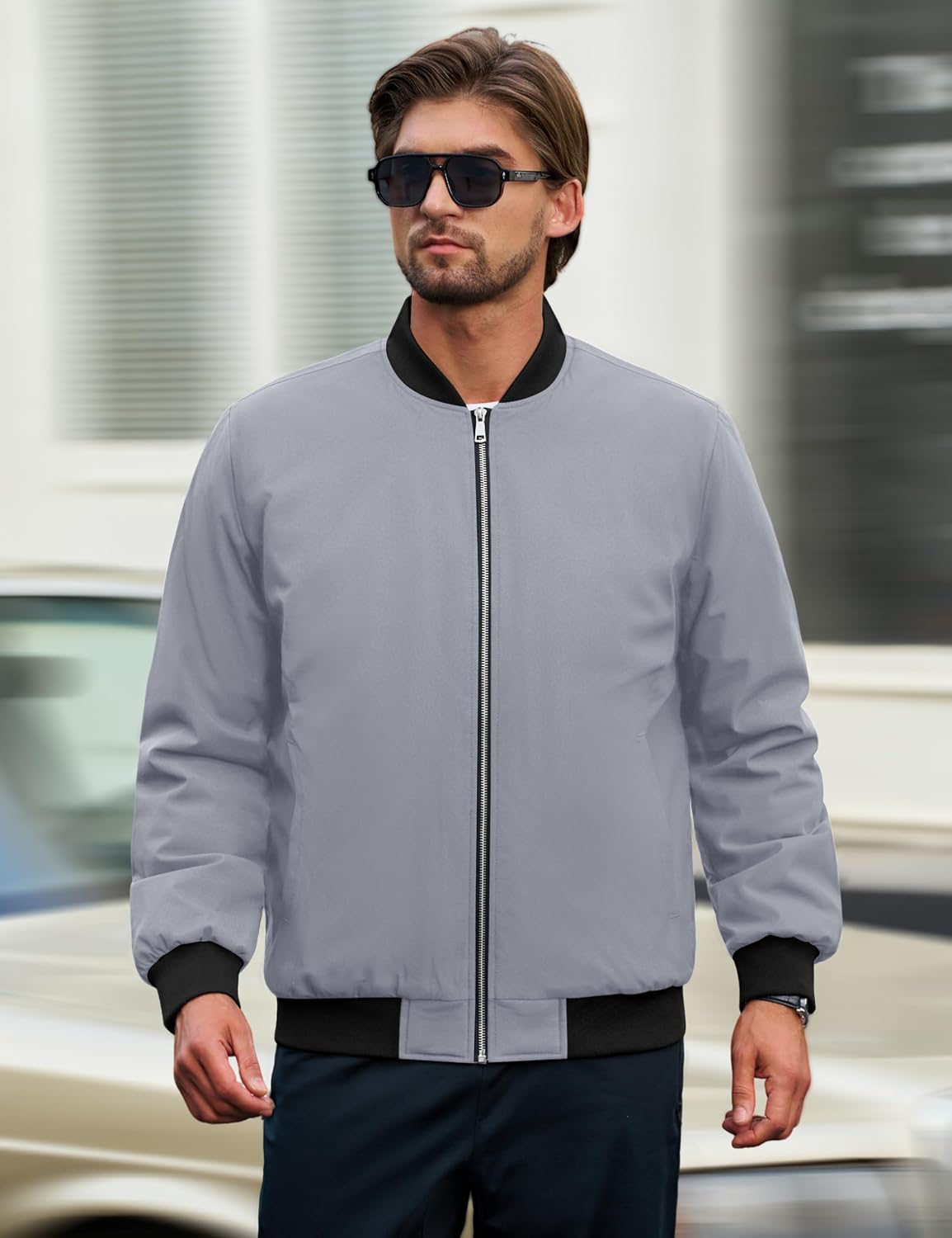 Cotrasen Men's Bomber Jacket Fall Winter Windbreaker Warm Quilted Coats