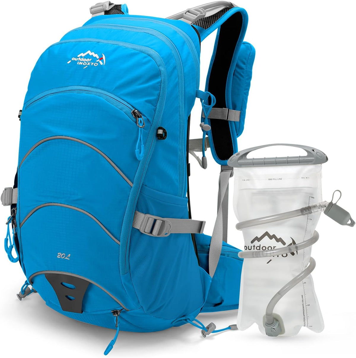 IX INOXTO 20L Hydration Backpack, Waterproof Hiking Internal Frame Backpacks with 2L Hydration Water Bladder and Rain Cover for Men, Lightweight Travel Daypack for Cycling,Camping,Ski (dark green)