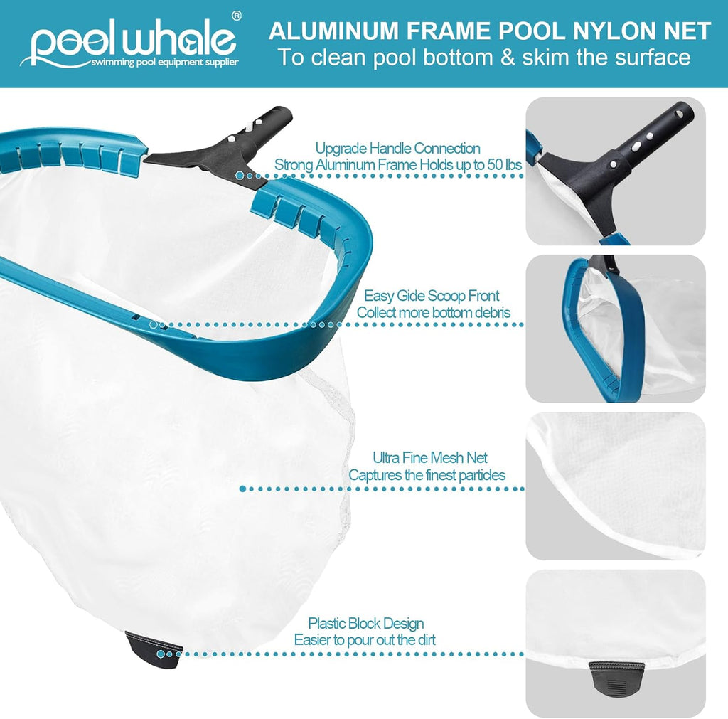 POOLWHALE 17.5" Ultra Fine Mesh Pool Pollen & Sand Skimmer Rake Net