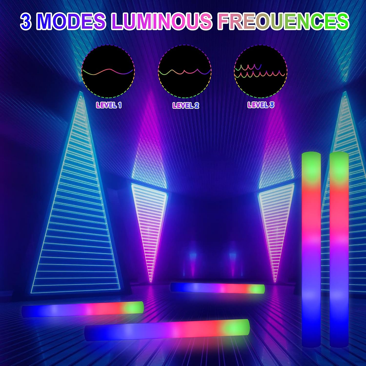 LifBetter Glow Sticks Bulk - 20Pcs LED Foam Sticks Glow Batons with Three Modes Party Flashing Light DJ Wands,for Festivals,Parties, Raves,Concert,Halloween