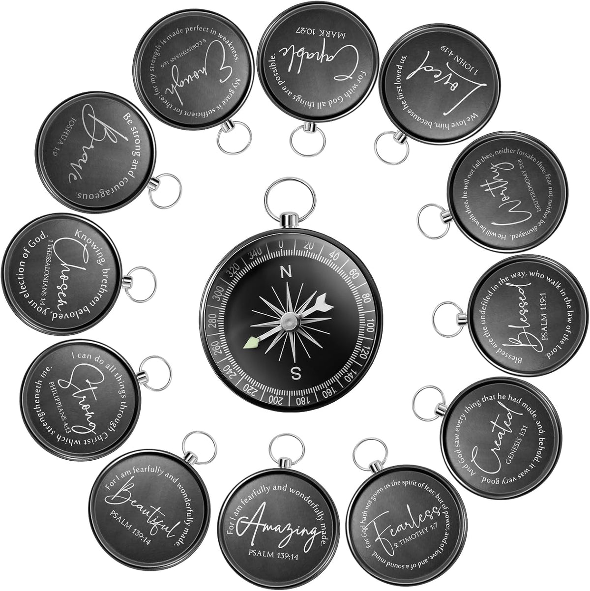 Relaxweex Christian Gifts Bulk, Engraved Bible Verses Compass