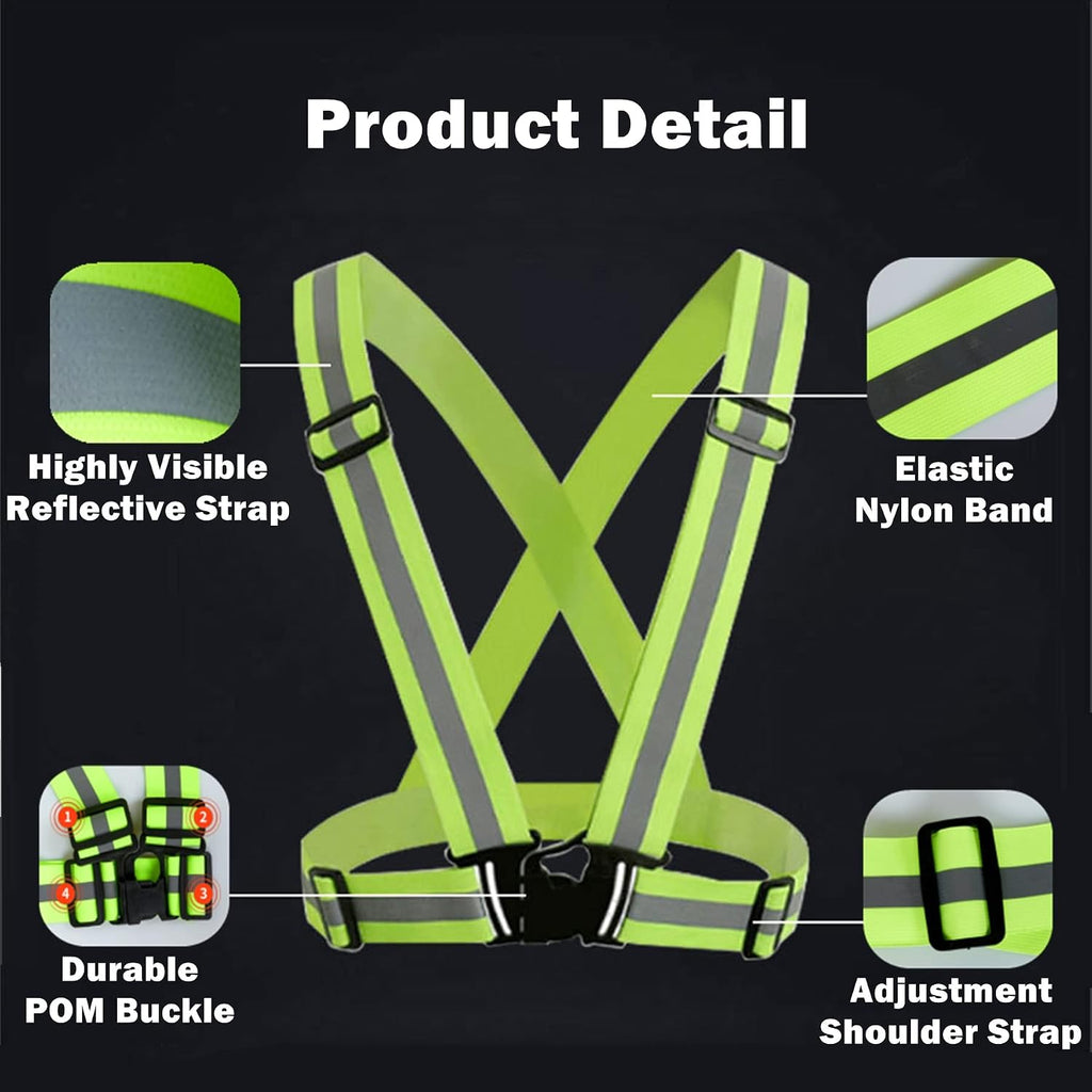 Reflective Vest, High Visibility Safety Vest Straps Reflective Gear for Night Running Walking Cycling for Men Women Kids