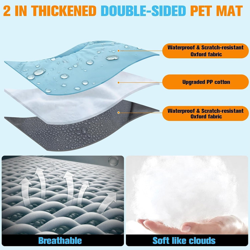 EXPAWLORER Outdoor Travel Dog Bed, Portable Waterproof Reversible Camping Durable Dog Pad, Easy to Roll Up with Buckle Large Washable Pet Mat for Medium Large Dogs Puppy Cats Sleeping Outside 35"x51"