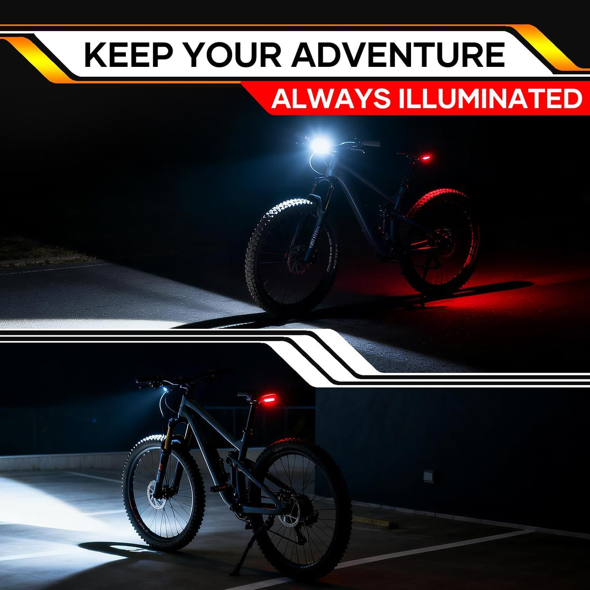 Rechargeable Bike Lights Powerful Headlight and Taillight Set