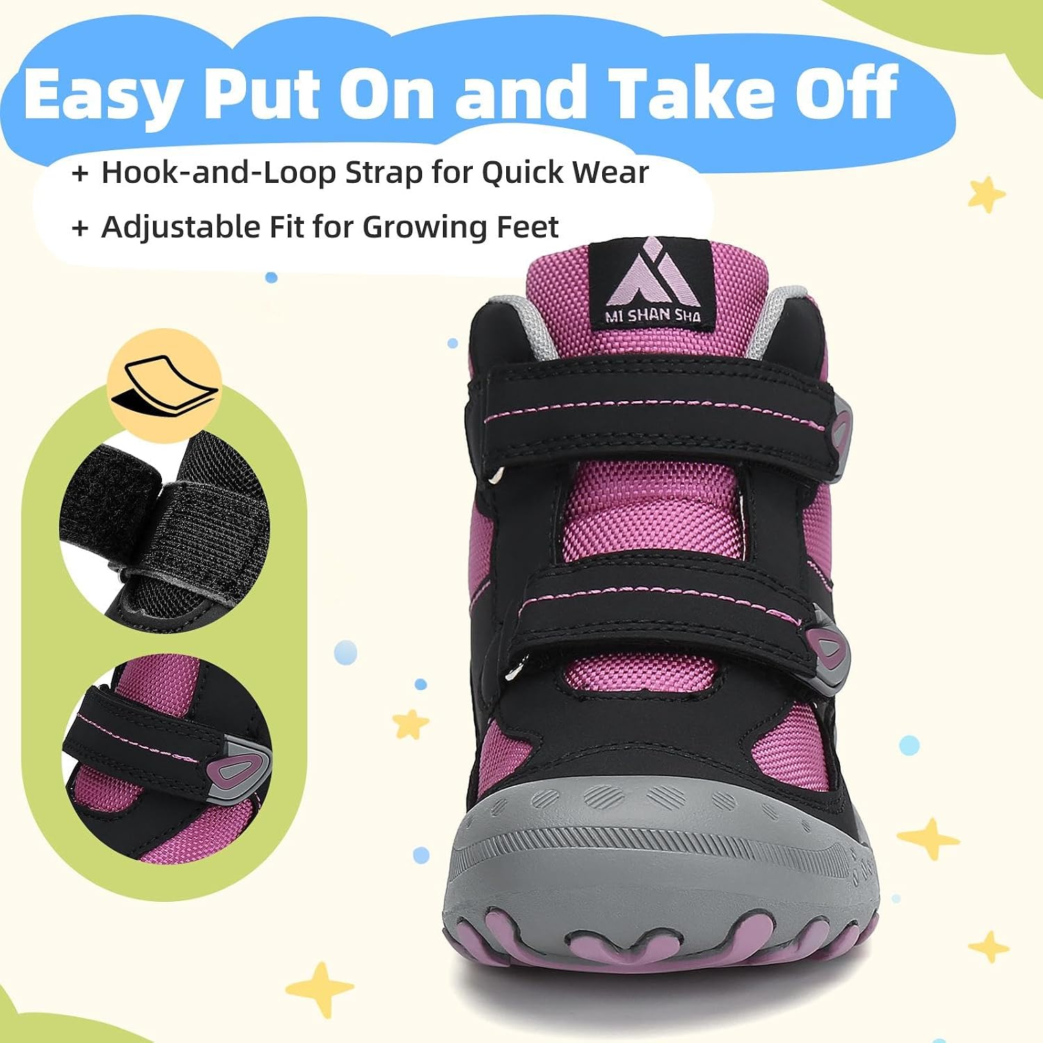 Mishansha Kids Hiking Boots for Boys Girls Water-Resistant Non-Slip
