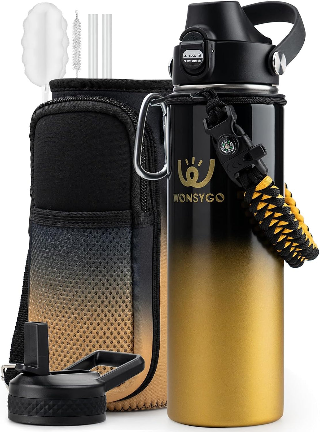 24oz Insulated Water Bottle Leak Proof with Carrier Bag for School