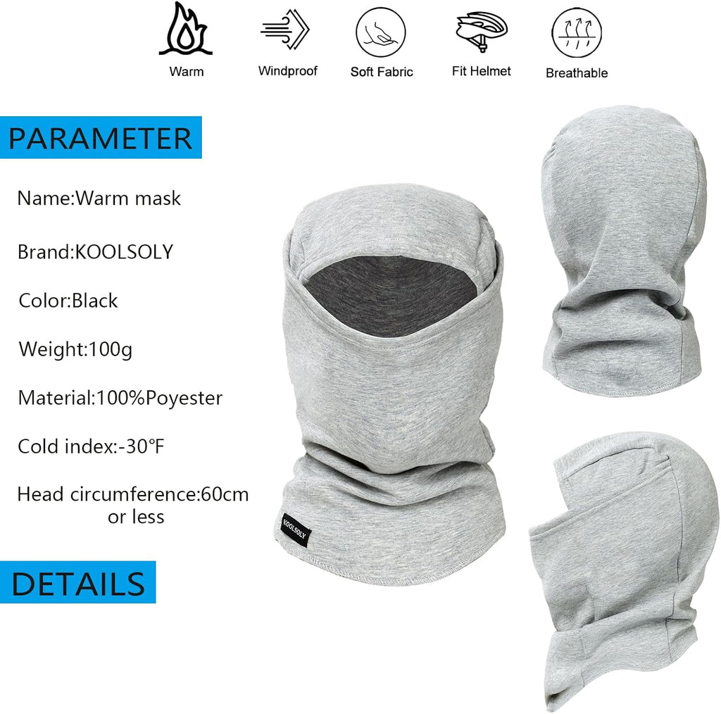 KOOLSOLY Ski Mask Balaclava Cold Weather Warm and Fleece Face Mask Neck Warmer Full Face Mask for Men&Women
